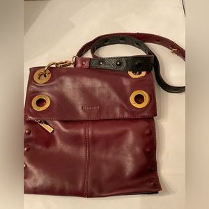 Hammitt large reversible burgundy/black grommet bag